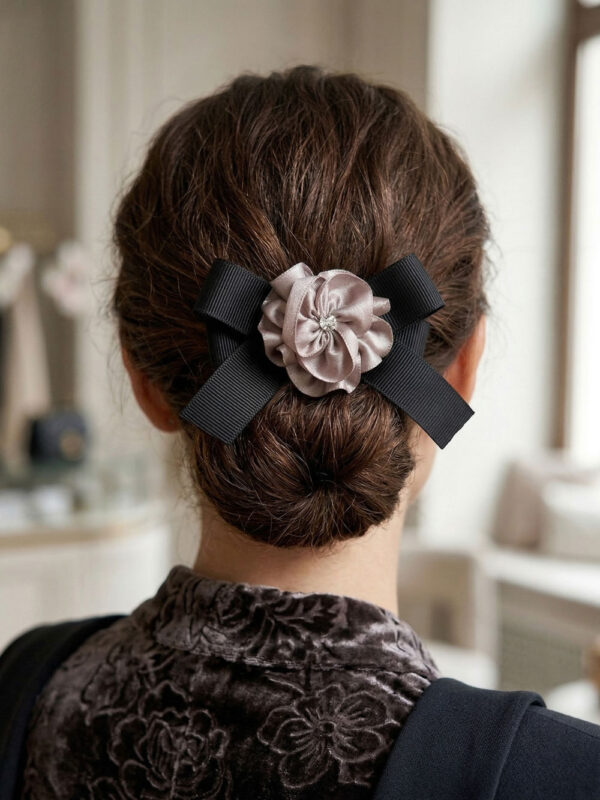 Noir Bloom Grosgrain Bow
