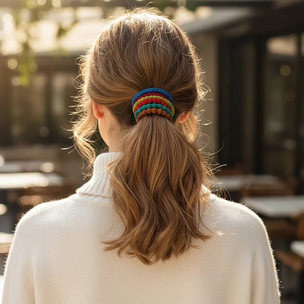 Pastel Colored Seamless Hair Ties, 5-Pack for Everyday Wear