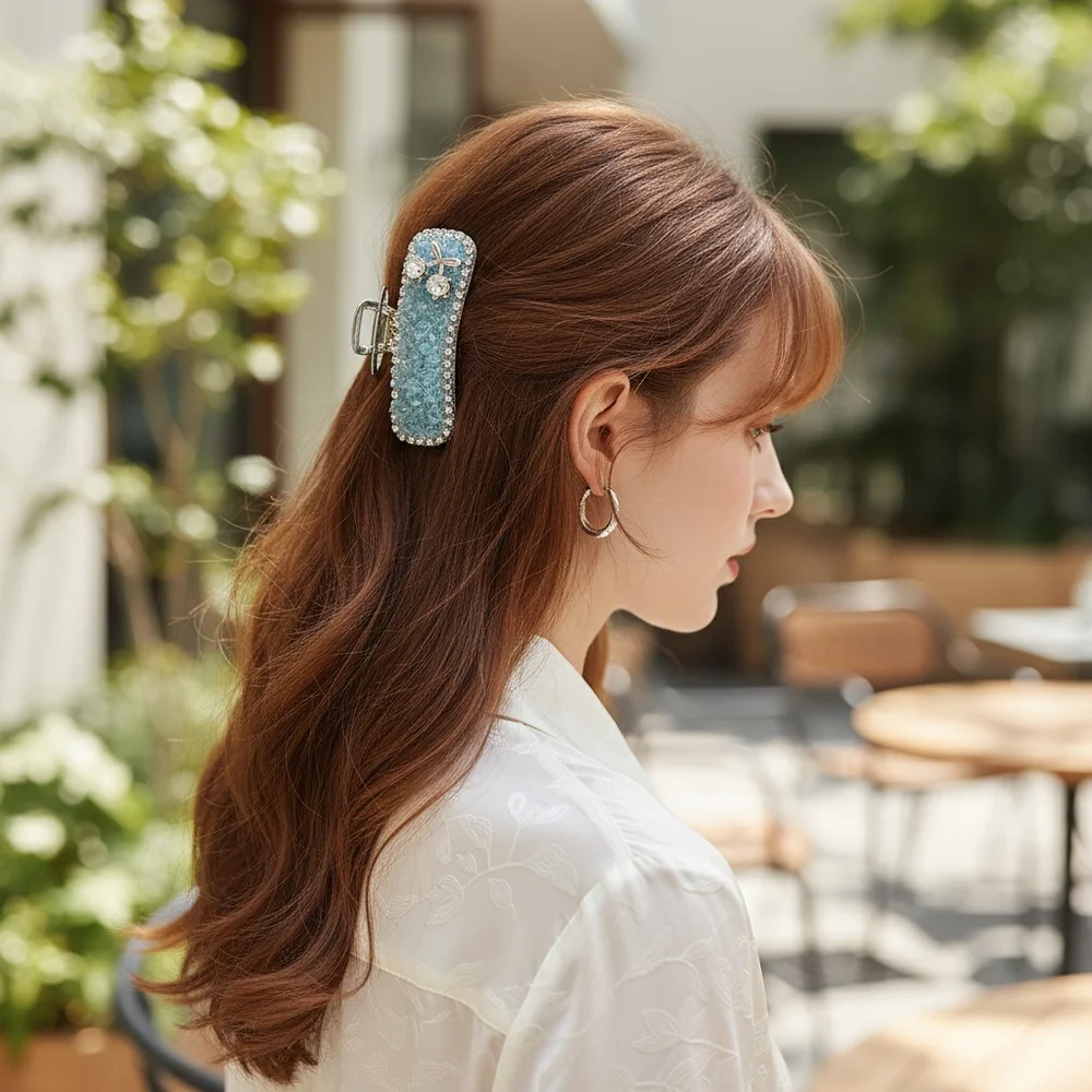 Crystal Cherry and Bow Hair Clips - Sweet Square Cherry & Teardrop Bow Design